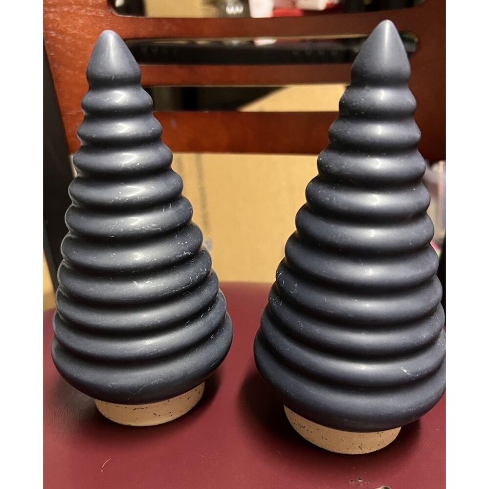 Target Bullseye Ceramic Trees Christmas Decor set of 2 6” Navy